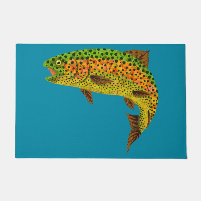 Aspen Leaf Rainbow Trout 1 Doormat (Front)