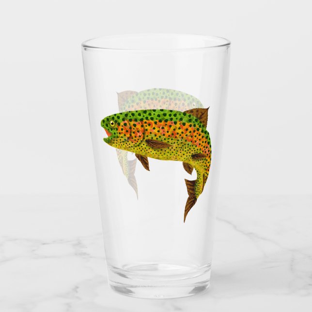Aspen Leaf Rainbow Trout 1 Glass (Front)