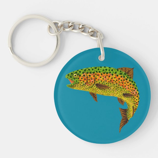 Aspen Leaf Rainbow Trout 1 Keychain (Front)