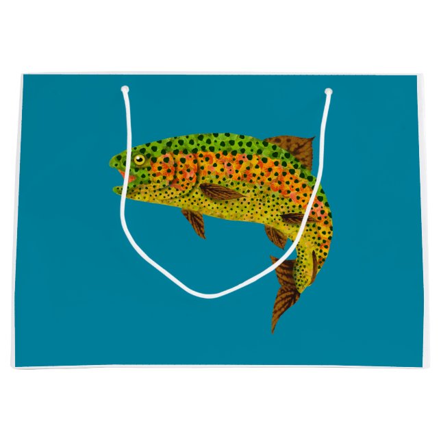 Aspen Leaf Rainbow Trout 1 Large Gift Bag (Front)