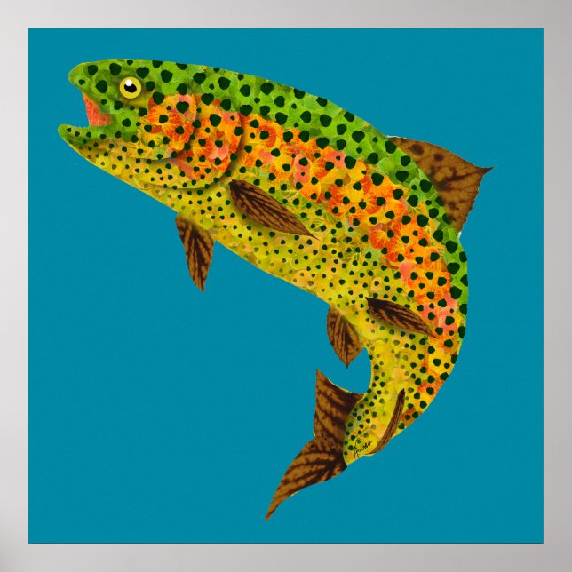 Aspen Leaf Rainbow Trout 1 Poster (Front)