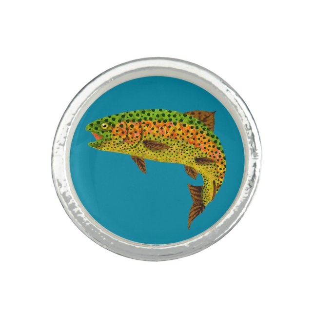 Aspen Leaf Rainbow Trout 1 Ring (Front)