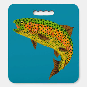 Aspen Leaf Rainbow Trout 1 Seat Cushion