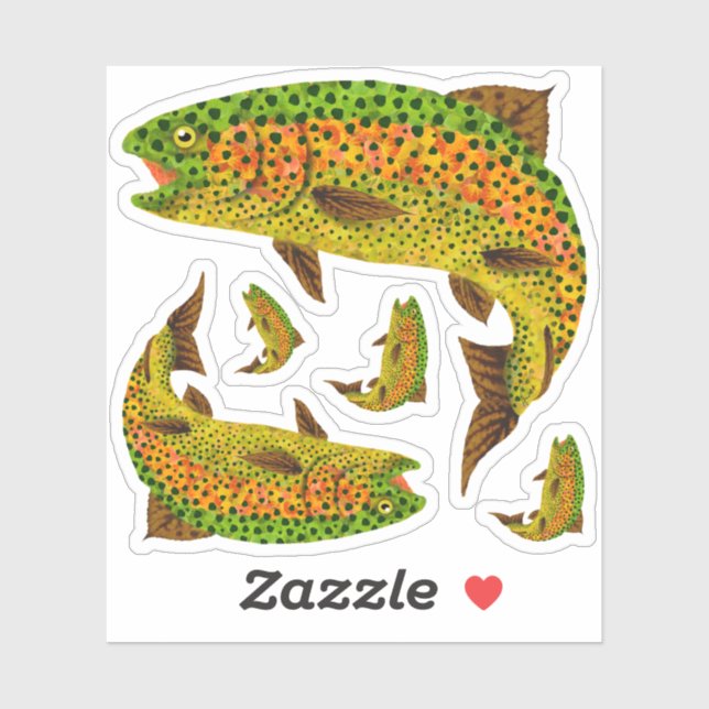Aspen Leaf Rainbow Trout 1 Sticker (Sheet)