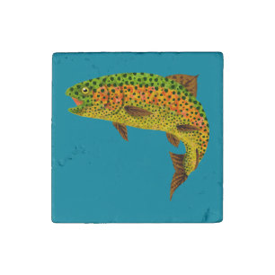 Aspen Leaf Rainbow Trout 1 Stone Magnet