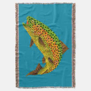 Aspen Leaf Rainbow Trout 1 Throw Blanket