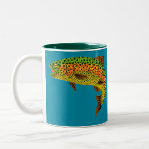 Aspen Leaf Rainbow Trout 1 Two-Tone Coffee Mug
