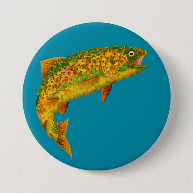Aspen Leaf Rainbow Trout 2 Button (Front)