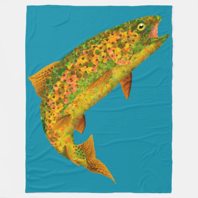 Aspen Leaf Rainbow Trout 2 Fleece Blanket (Front)