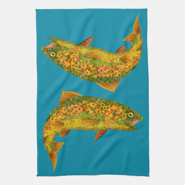 Aspen Leaf Rainbow Trout 2 Kitchen Towel (Vertical)