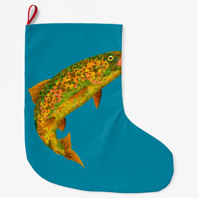 Aspen Leaf Rainbow Trout 2 Large Christmas Stocking (Front)