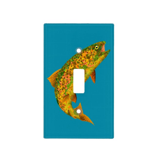 Aspen Leaf Rainbow Trout 2 Light Switch Cover (Front)