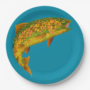Aspen Leaf Rainbow Trout 2 Paper Plates