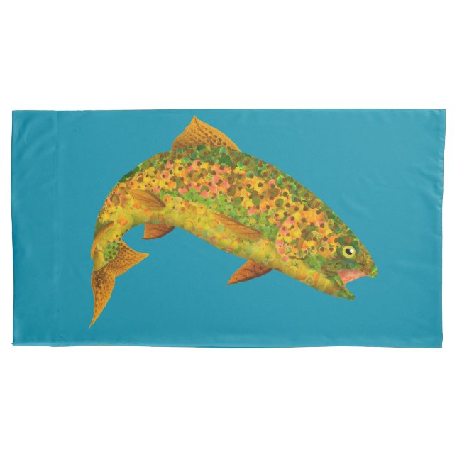 Aspen Leaf Rainbow Trout 2 Pillow Case (Front-Left)
