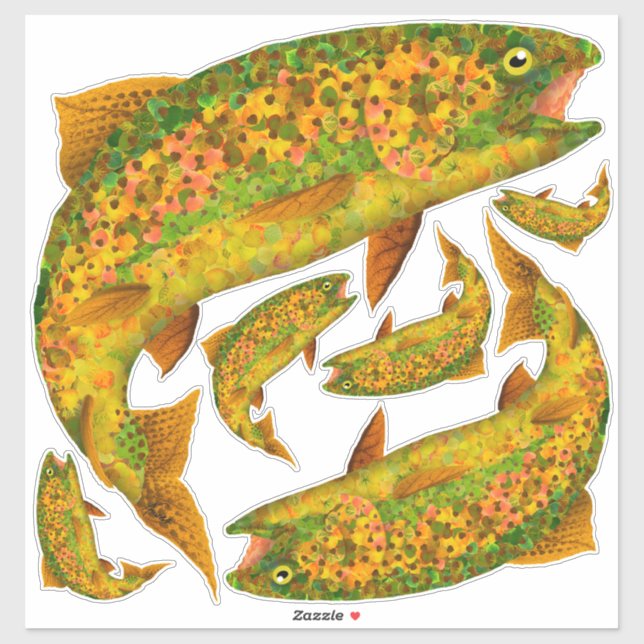 Aspen Leaf Rainbow Trout 2 Sticker (Sheet)