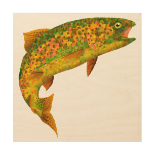 Aspen Leaf Rainbow Trout 2 Wood Wall Art
