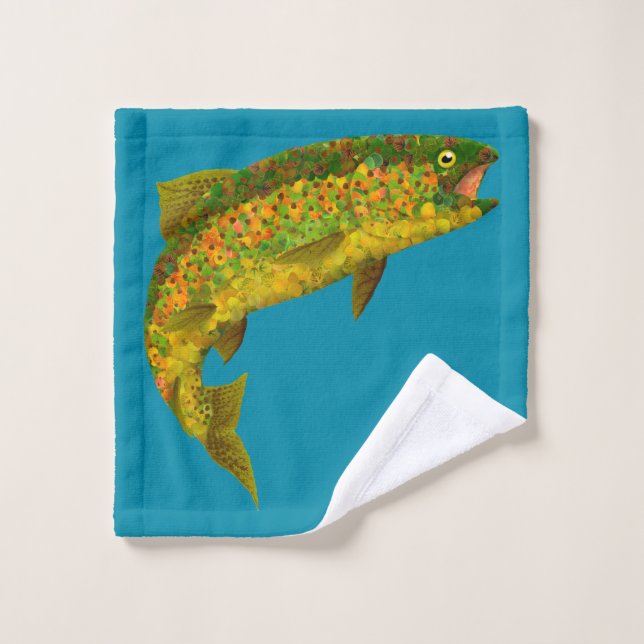 Aspen Leaf Rainbow Trout 3 Bath Towel Set (Wash Cloth)