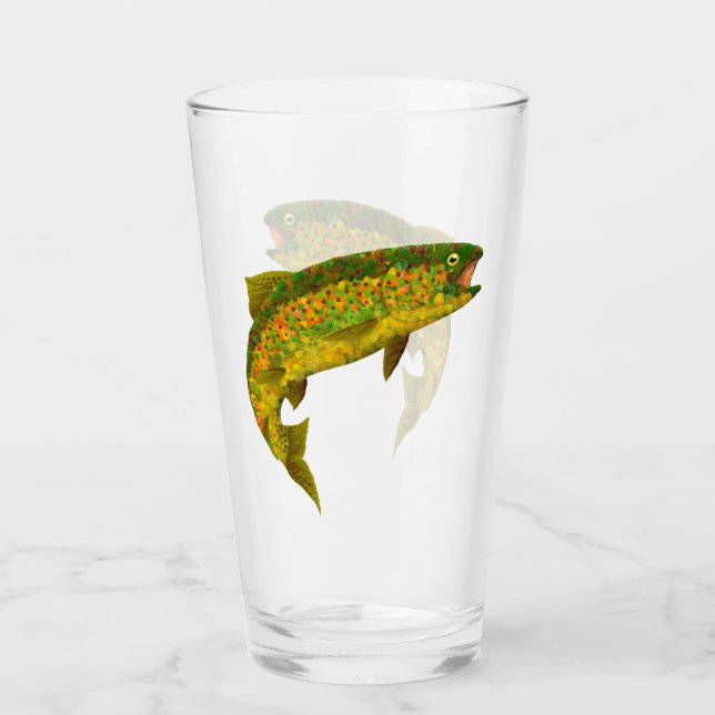 Aspen Leaf Rainbow Trout 3 Glass (Front)