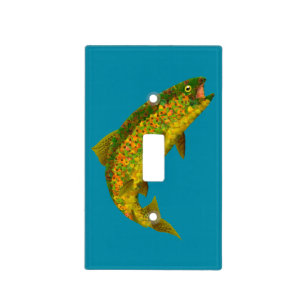 Aspen Leaf Rainbow Trout 3 Light Switch Cover