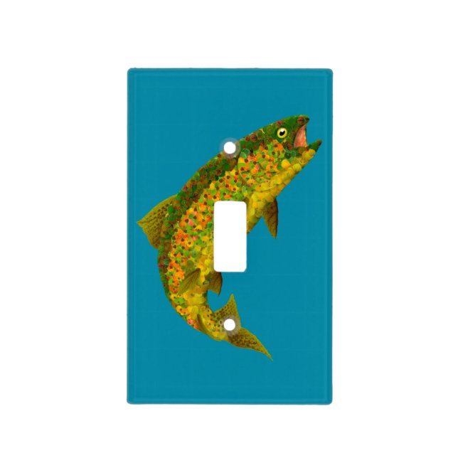Aspen Leaf Rainbow Trout 3 Light Switch Cover (Front)