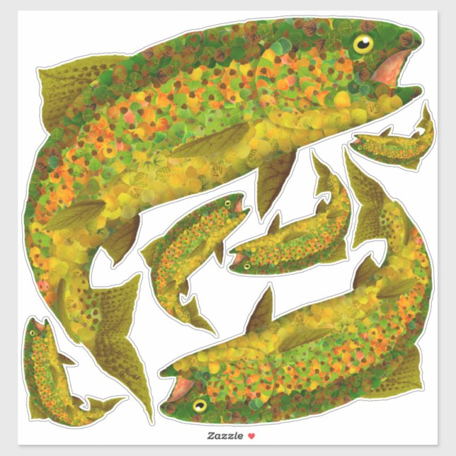 Aspen Leaf Rainbow Trout 3 Sticker (Sheet)