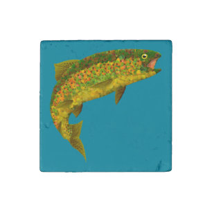 Aspen Leaf Rainbow Trout 3 Stone Magnet