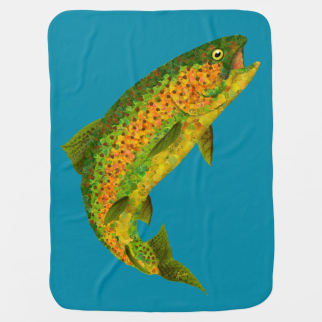Aspen Leaf Rainbow Trout 4 Baby Blanket (Front)