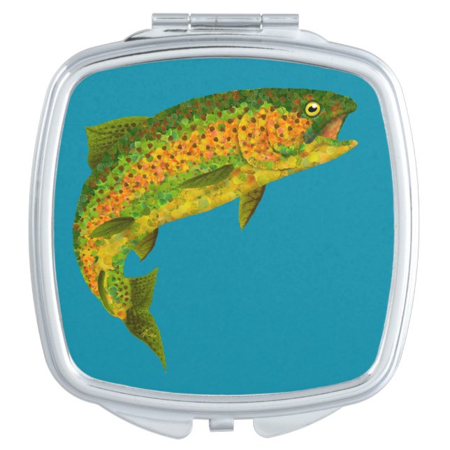 Aspen Leaf Rainbow Trout 4 Compact Mirror (Front)