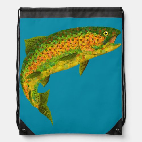 Aspen Leaf Rainbow Trout 4 Drawstring Bag