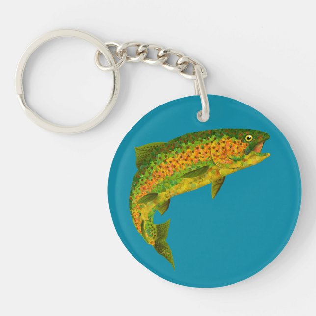 Aspen Leaf Rainbow Trout 4 Keychain (Front)