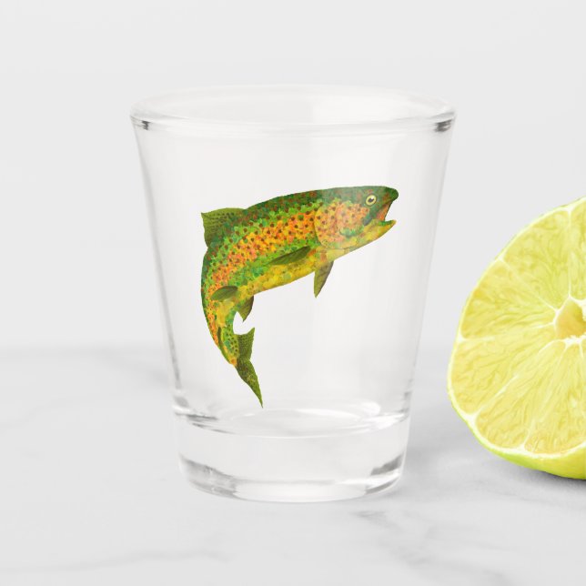 Aspen Leaf Rainbow Trout 4 Shot Glass (Front)