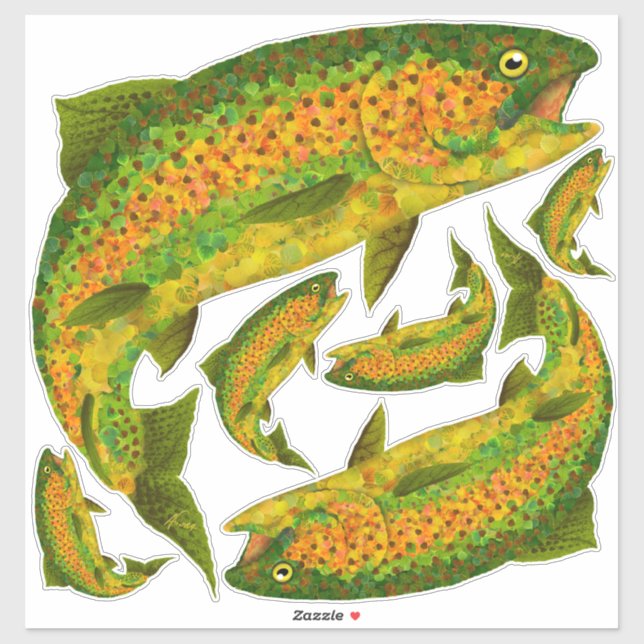 Aspen Leaf Rainbow Trout 4 Sticker (Sheet)