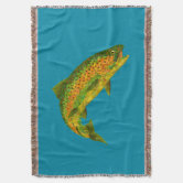 Fly Fishing Vintage Flies Rainbow Trout Throw Blanket