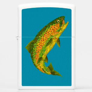 Aspen Leaf Rainbow Trout 4 Zippo Lighter