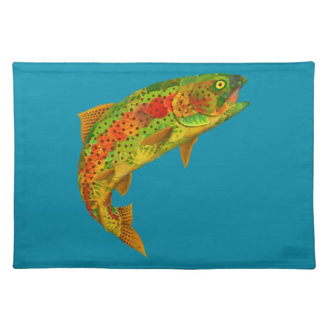 Aspen Leaf Rainbow Trout 5 Cloth Placemat (Front)