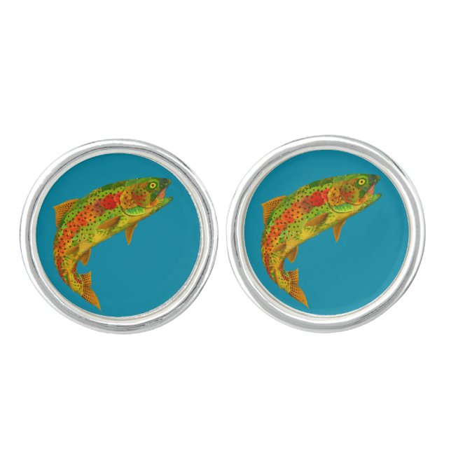 Aspen Leaf Rainbow Trout 5 Cufflinks (Front)