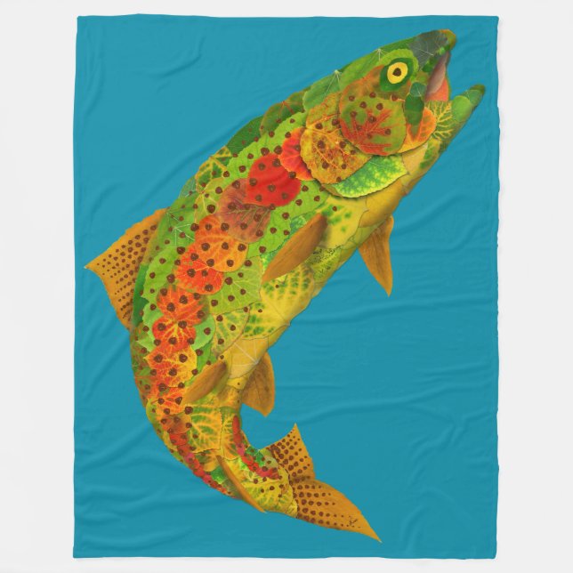 Aspen Leaf Rainbow Trout 5 Fleece Blanket (Front)