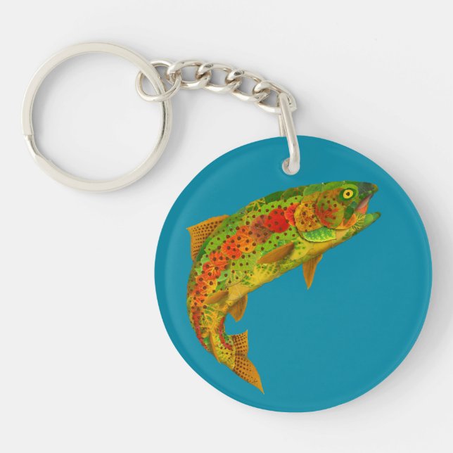 Aspen Leaf Rainbow Trout 5 Keychain (Front)