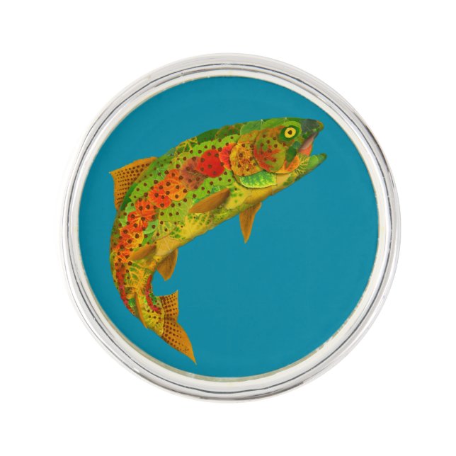 Aspen Leaf Rainbow Trout 5 Lapel Pin (Front)
