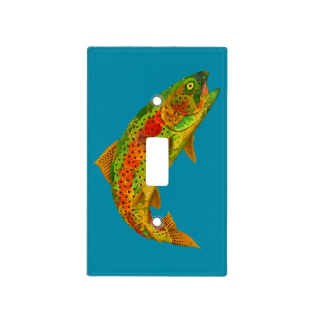 Aspen Leaf Rainbow Trout 5 Light Switch Cover (Front)