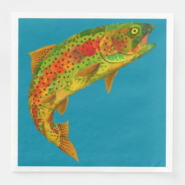 Aspen Leaf Rainbow Trout 5 Paper Dinner Napkins (Front)