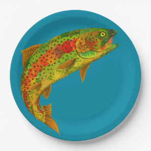 Aspen Leaf Rainbow Trout 5 Paper Plates