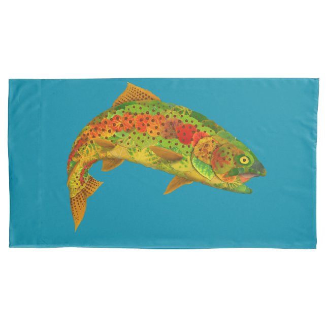 Aspen Leaf Rainbow Trout 5 Pillow Case (Front-Left)