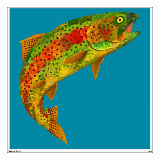 Aspen Leaf Rainbow Trout 5 Wall Sticker (Front)