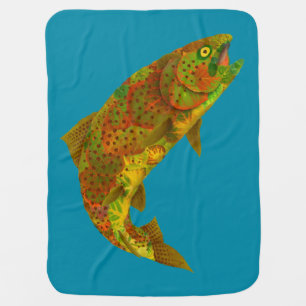 Aspen Leaf Rainbow Trout 6 Baby Blanket