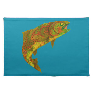 Aspen Leaf Rainbow Trout 6 Cloth Placemat