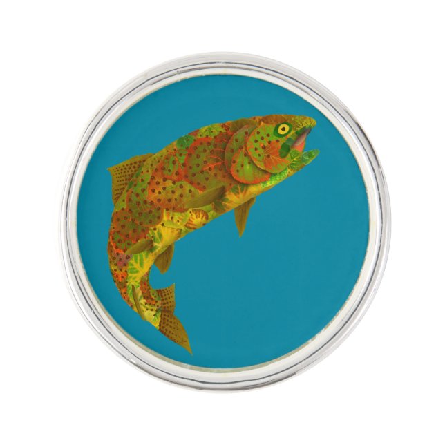 Aspen Leaf Rainbow Trout 6 Lapel Pin (Front)