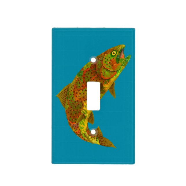 Aspen Leaf Rainbow Trout 6 Light Switch Cover (Front)
