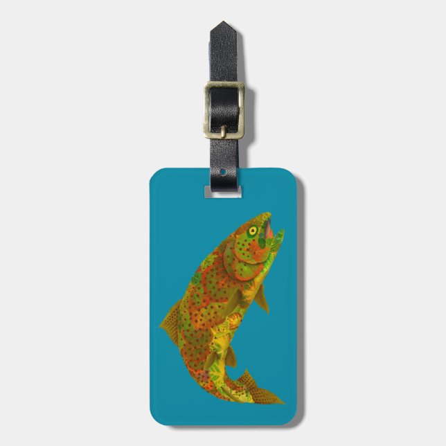 Aspen Leaf Rainbow Trout 6 Luggage Tag (Front Vertical)