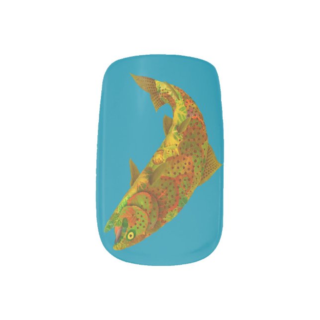 Aspen Leaf Rainbow Trout 6 Minx Nail Art (Left Thumb)